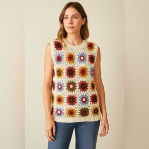 Art of Rhetoric Crochet Sweater Vest S
Retro Boho Colorful Knit Top STM00226-V2